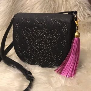 Bright pink faux leather fringe tassel for purse